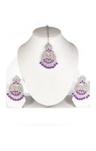 Moderní indická sada šperků ve stříbrné barvě ks1626