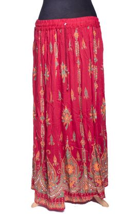 Indická bollywoodská sukně s flitry červená suk5395