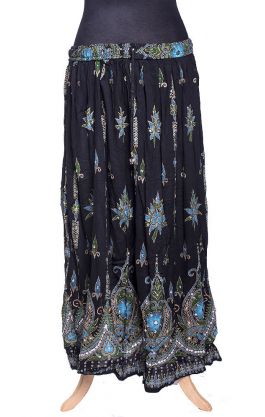 Indická bollywoodská sukně s flitry modrá suk5398