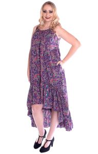 Hedvábně lehké hippie boho šaty z Indie fialové XL sty1003