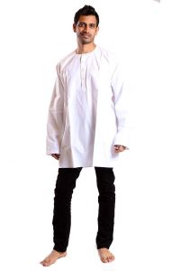 Bílá kurta s  dlouhým rukávem L ku185