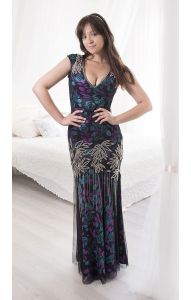 Exotické šaty s třásněmi M db1034