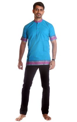 Indická pánská košile - kurti tyrkysová S ku228