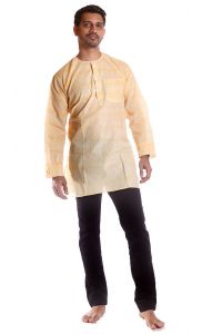 Indická pánská košile - kurti žlutá S ku255