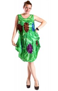 Batikované indické šaty L-XXL zelené sty493