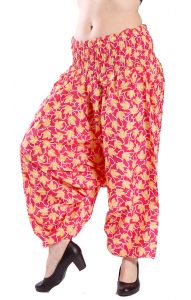 Bavlněné harémové kalhoty aladinky růžové kal1236