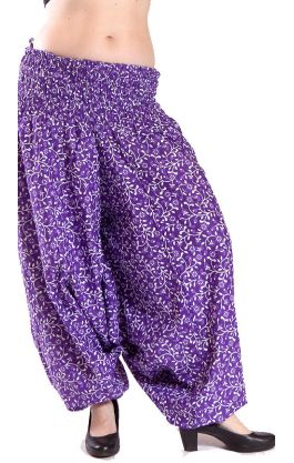 Bavlněné harémové kalhoty aladinky fialové kal1239