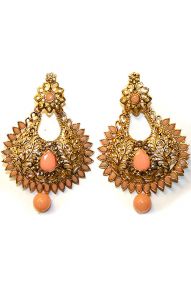 Luxusní královské náušnice zlato-meruňkové nau273