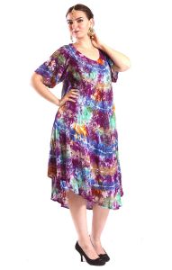 Batikované indické šaty fialové L-XXL sty587