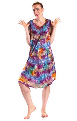 Batikované indické šaty fialové L-XXL sty611