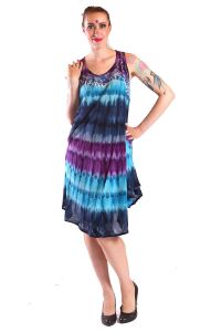 Batikované indické šaty fialovomodré L-XXL sty625
