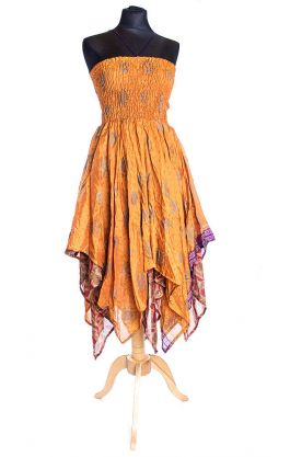Sukně - šaty ze sárí oranžové suk3620