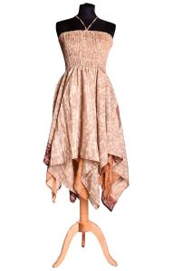 Sukně - šaty ze sárí béžové suk3743