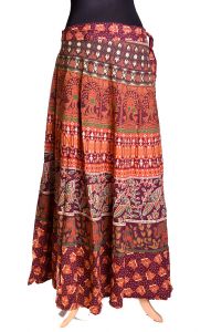 Indická dlouhá bavlněná sukně s razítky vínová suk3790