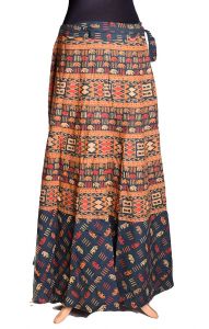 Indická dlouhá bavlněná sukně s razítky petrolejová suk3794