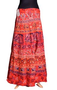 Zavinovací razítková sukně červená suk3821