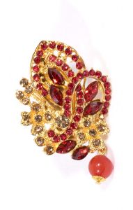 Luxusní brož zlato-červená br144