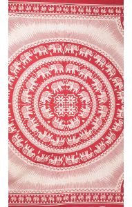 Přehoz na dvoupostel mandala červený béžový pre326