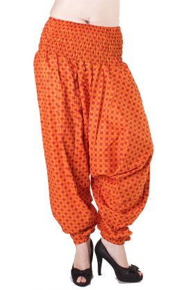 Bavlněné harémové kalhoty aladinky meruňkové kal1380