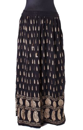 Černá indická sukně se zlatým vzorem suk3917
