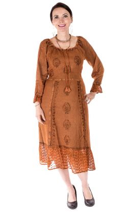 Klasické indické šaty skořicové L-XL sty671