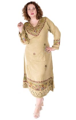 Klasické indické šaty zelenkavé XL sty674