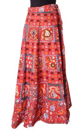 Zavinovací razítková sukně červená suk4001
