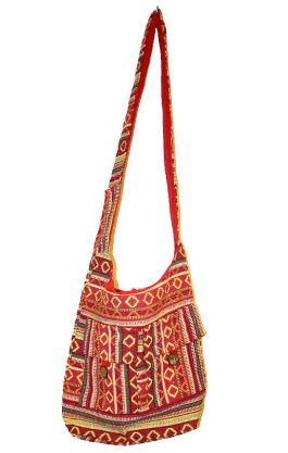 Indická plátěná taška přes rameno vínová ta306