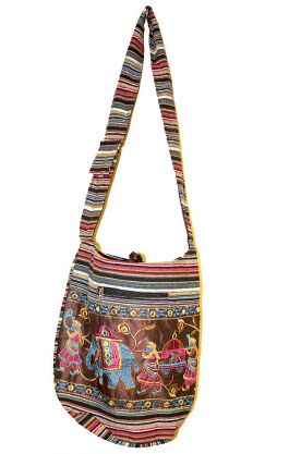 Indická bavlněná taška přes rameno se slonem ta329