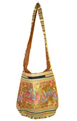 Indická bavlněná taška přes rameno se slonem olivová ta336