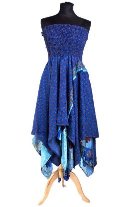 Sukně - šaty ze sárí modrá suk4758