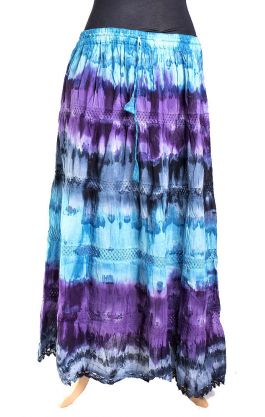 Batikovaná bavlněná indická sukně modrofialová suk4843