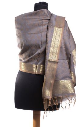 Luxusní brokátová tančoi šálka - pléd - šedobéžová st1510