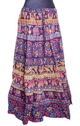 Indická razítková bavlněná sukně bordová suk4879