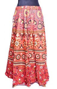 Indická razítková bavlněná sukně červená suk4881