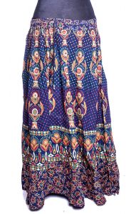 Indická razítková bavlněná sukně modrá suk4882