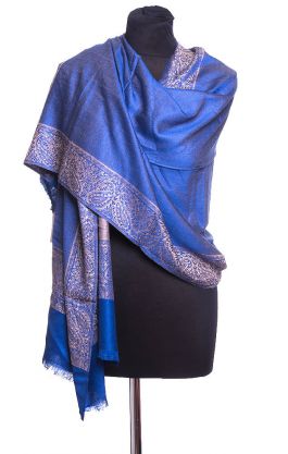 Oboustranná elegantní šála z Indie modrá sl2672