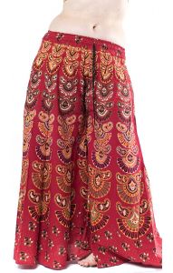Plátěná kalhotová sukně červená kal1428
