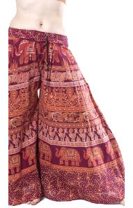 Plátěná kalhotová sukně vínová kal1429