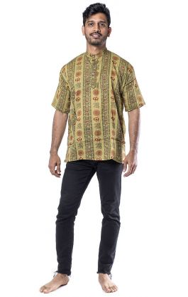 Indická pohodlná yoga košile - kurti khaki M ku370