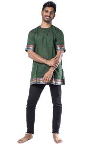 Bavlněná košile - kurti z jižní Indie lahvová M ku383