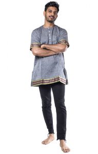 Bavlněná košile - kurti z jižní Indie šedá M ku386
