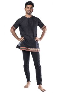 Bavlněná košile - kurti z jižní Indie černá M ku389