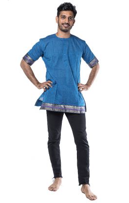 Bavlněná košile - kurti z jižní Indie modrá XL ku394