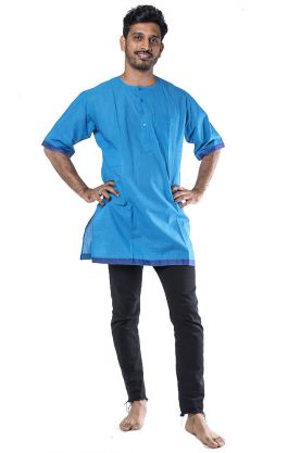 Bavlněná košile - kurti z jižní Indie tyrkysová L ku396