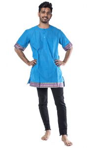 Bavlněná košile - kurti z jižní Indie tyrkysová XL ku398