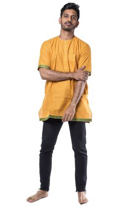Bavlněná košile - kurti z jižní Indie zlatavá M ku403