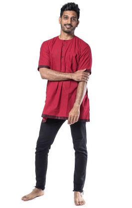 Bavlněná košile - kurti z jižní Indie červená XL ku406