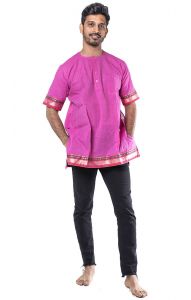 Bavlněná košile - kurti z jižní Indie růžová XL ku412
