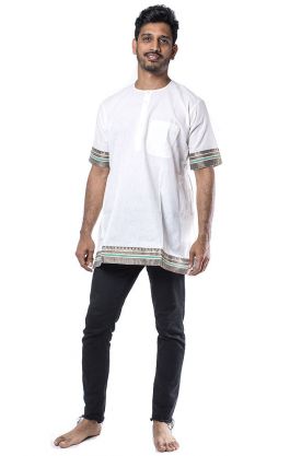 Bavlněná košile - kurti z jižní Indie bílá M ku414